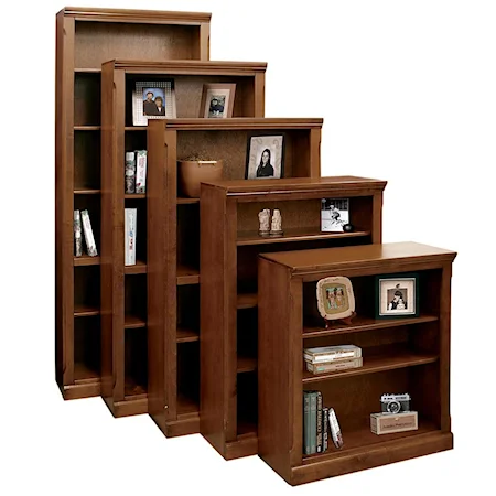 Bookcase with One Fixed and Four Adjustable Shelves